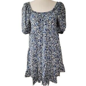 Wild Fable Floral Patern Puff Sleeve On Off Shoulder Mini Badydoll Size S Women
